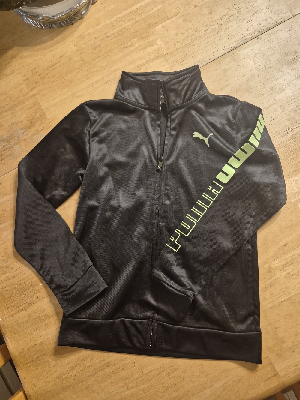 Puma Boys's Black Track Jacket with Lime Accent